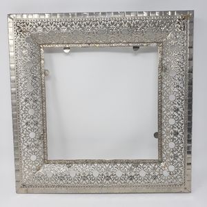 EMBOSSED CUTOUT MOROCCAN STYLE SILVER METAL FRAME